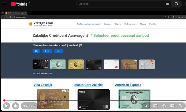 zakelijke creditcard aanvragen youtube